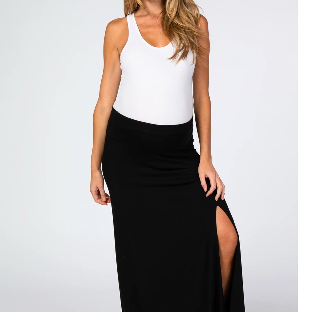 Black Fold over maternity skirt with slit